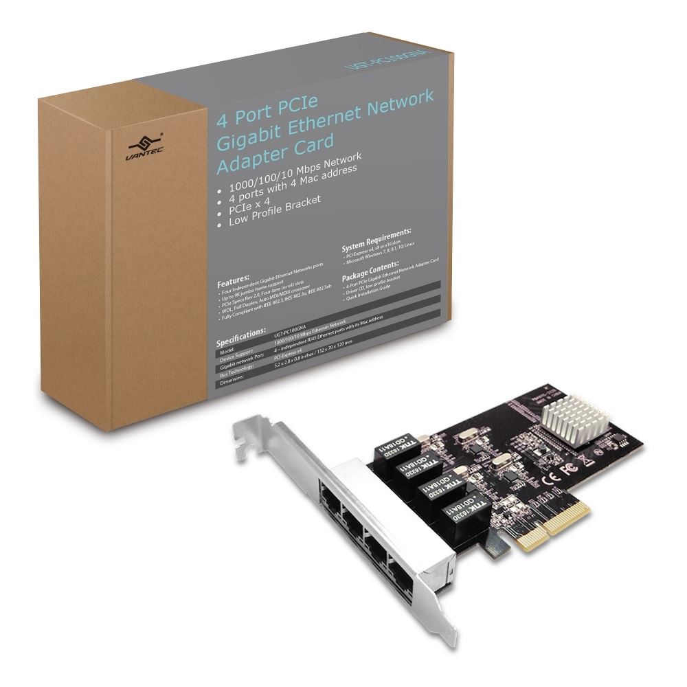 4-Port PCIe Gigabit Ethernet Network Adapter Card