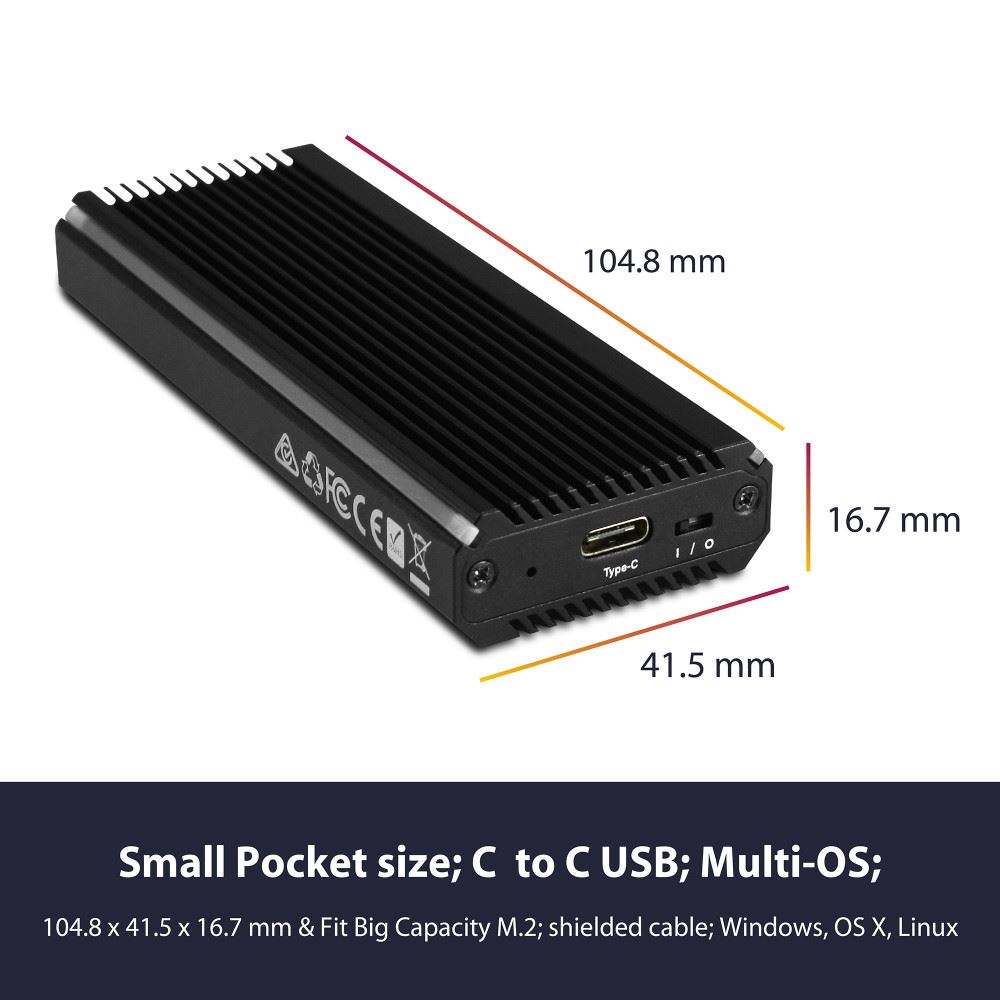 Vantec M.2 NVME & M.2 SATA SSD to USB 3.1 Gen 2 Type C with RGB LED
