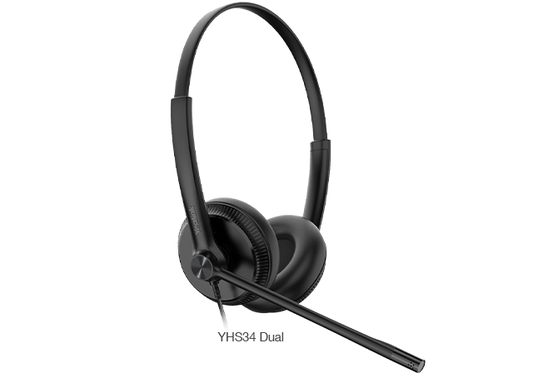 Yealink YHS34 Dual Headset With RJ-9 And Leatherette Ear Cushions