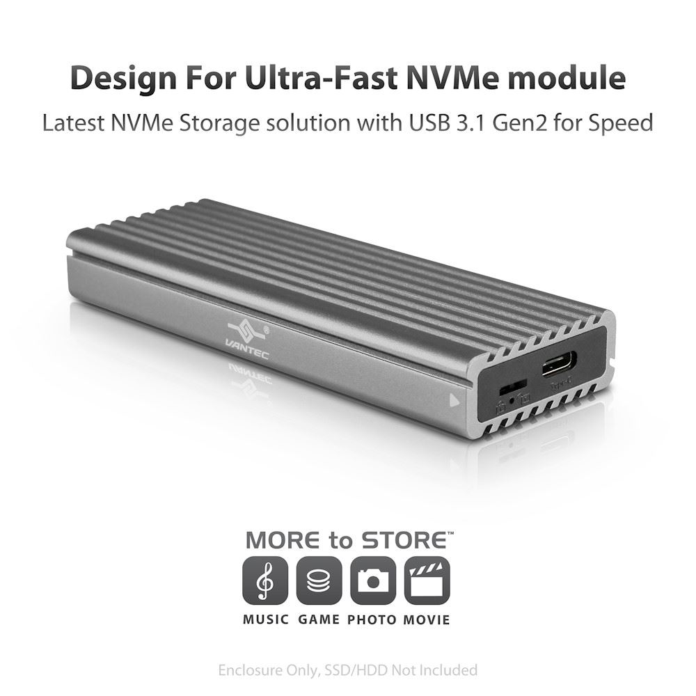 M.2 NVMe SSD To USB 3.2 Gen 2x1 Type C Enclosure; Revised Toolless