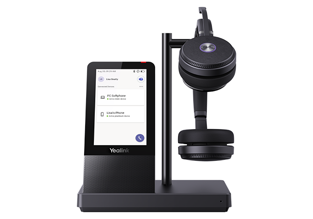 Yealink WH66 Dual DECT Wireless On Ear Stereo Headset With Touch Screen Base Station