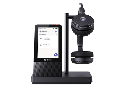 Yealink WH66 Dual DECT Wireless On Ear Stereo Headset With Touch Screen Base Station