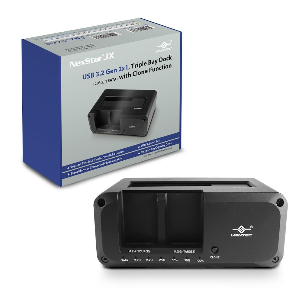 NexStar JX; USB 3.2 Gen 2x1; Triple Bay Dock (Dual M.2; Single SATA) With Clone Function