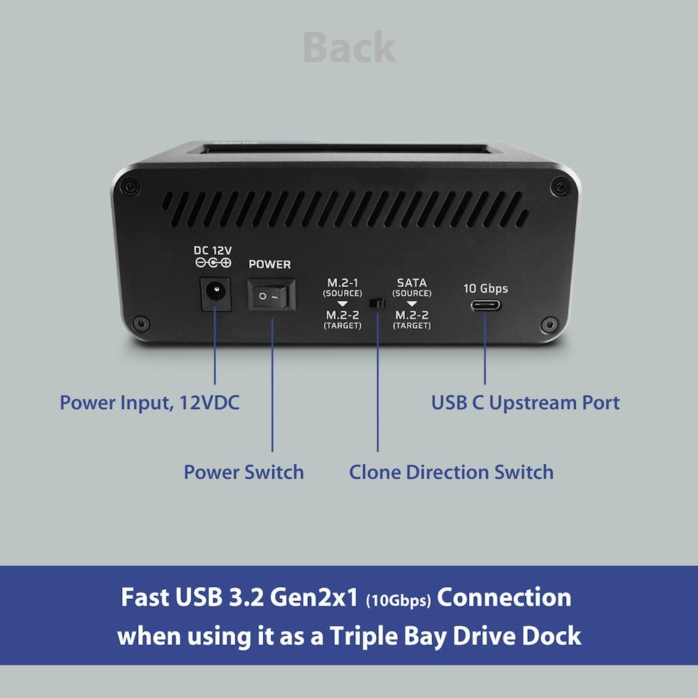 NexStar JX; USB 3.2 Gen 2x1; Triple Bay Dock (Dual M.2; Single SATA) With Clone Function