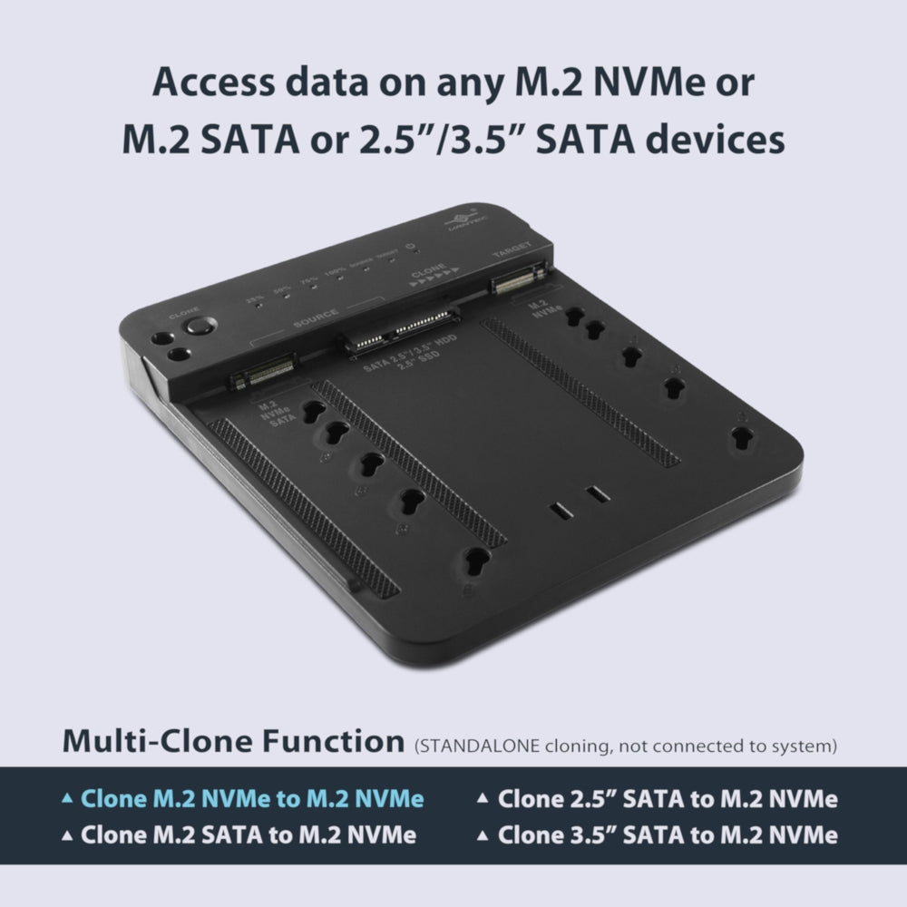 Multi-Function M.2/SATA Storage Adapter with Clone Function; USB 3.2 Gen2x1; Type C