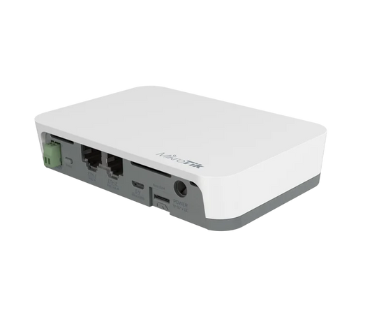 Mikrotik KNOT -IoT Gateway with 650MHz CPU, 64MB RAM, 2 x 10/100Mbps Ethernet ports (PoE-in and PoE-out), built-in 2.4Ghz 802.11b/g/n Dual Chain wireless with integrated antenna, Bluetooth v5.2 with integrated antenna, built-in GPS, CAT-M and NarrowBand