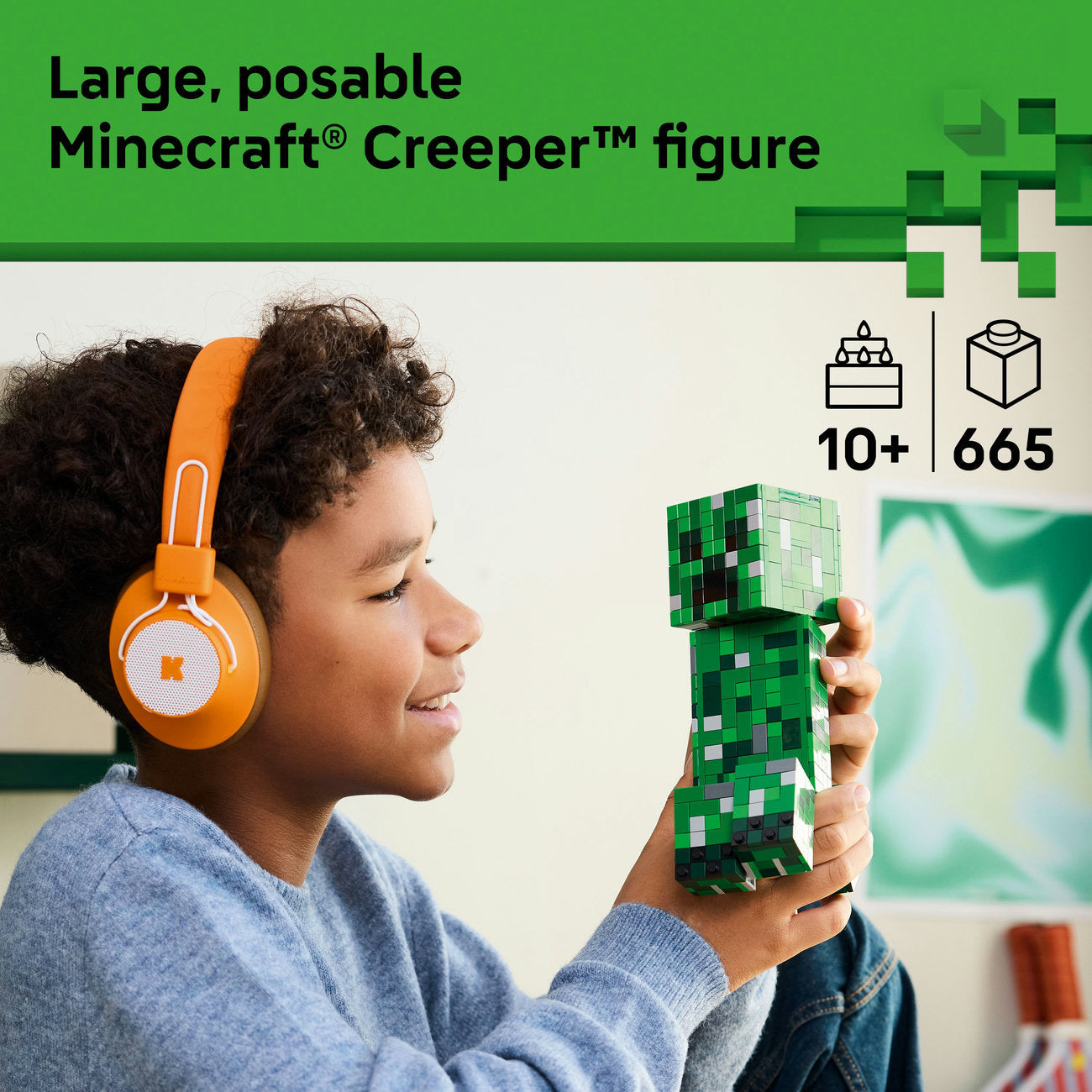 LEGO® Minecraft® The Creeper™ Gamer Decor and Action Figure Building Toy 21276