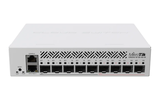 MikroTik Cloud Router Switch CRS310-1G-5S-4S+IN, 4x SFP+, 5x SFP cages, 1x Gb LAN port, RouterOS L5, desktop case