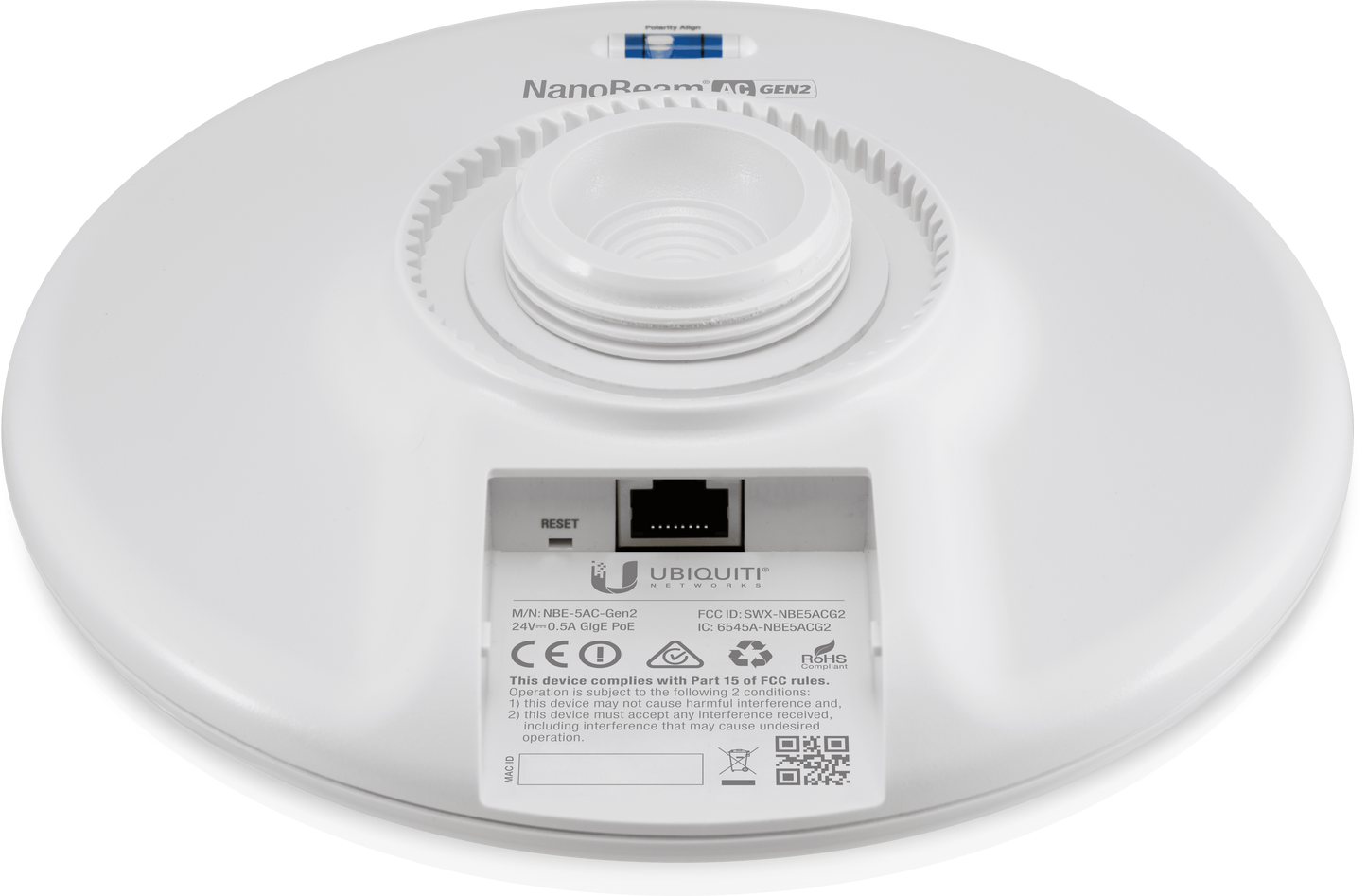 Ubiquiti UISP airMax NanoBeam AC 19dBi 5GHz Radio Includes POE Injector | NBE-5AC-GEN2