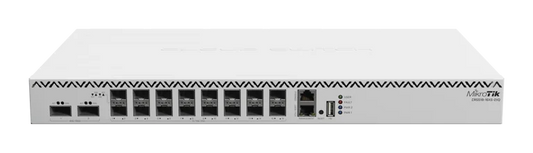 MikroTik Cloud Router Switch CRS518-16XS-2XQ-RM, 2x 100G QSFP28 Ports, 16x 25G SFP28 Ports, 1x 100M Ethernet Port for Management, USB Type A, 1U Rackmount Enclosure, Dual Hot-Swap PSU, 4x Hot-Swap Fans