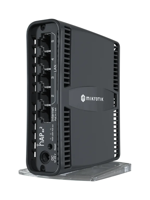 MikroTik hAP ax² Wi-Fi 6 Access Point, 5x Gb LAN (1 with PoE OUT), built-in 2.4GHz 802.11ax Dual Chain wireless with integrated antenna, built-in 5GHz 802.11ax Dual Chain wireless with integrated antenna, RouterOS L4, desktop/tower case, PSU