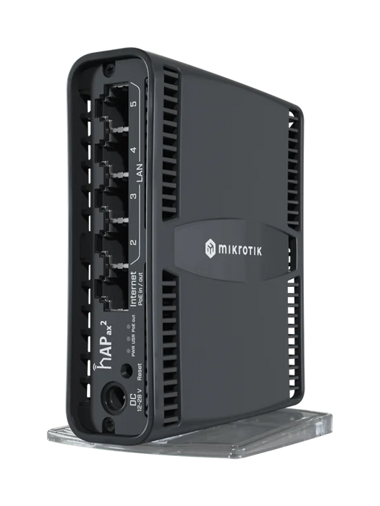 MikroTik hAP ax² Wi-Fi 6 Access Point, 5x Gb LAN (1 with PoE OUT), built-in 2.4GHz 802.11ax Dual Chain wireless with integrated antenna, built-in 5GHz 802.11ax Dual Chain wireless with integrated antenna, RouterOS L4, desktop/tower case, PSU