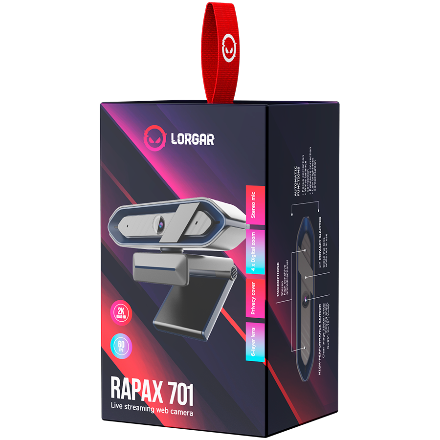 LORGAR Streaming Webcam Rapax 701 1080p 60fps Blue