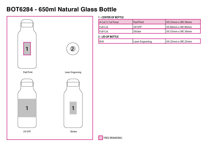 650ml Natural Glass Bottle