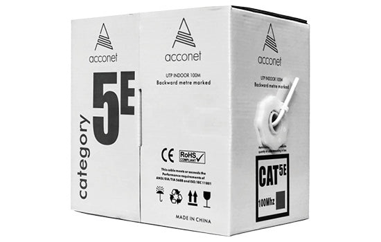 Acconet CAT5e 100m Solid Copper UTP (Unshielded) Pull Box 100m Indoor Ethernet Cable White