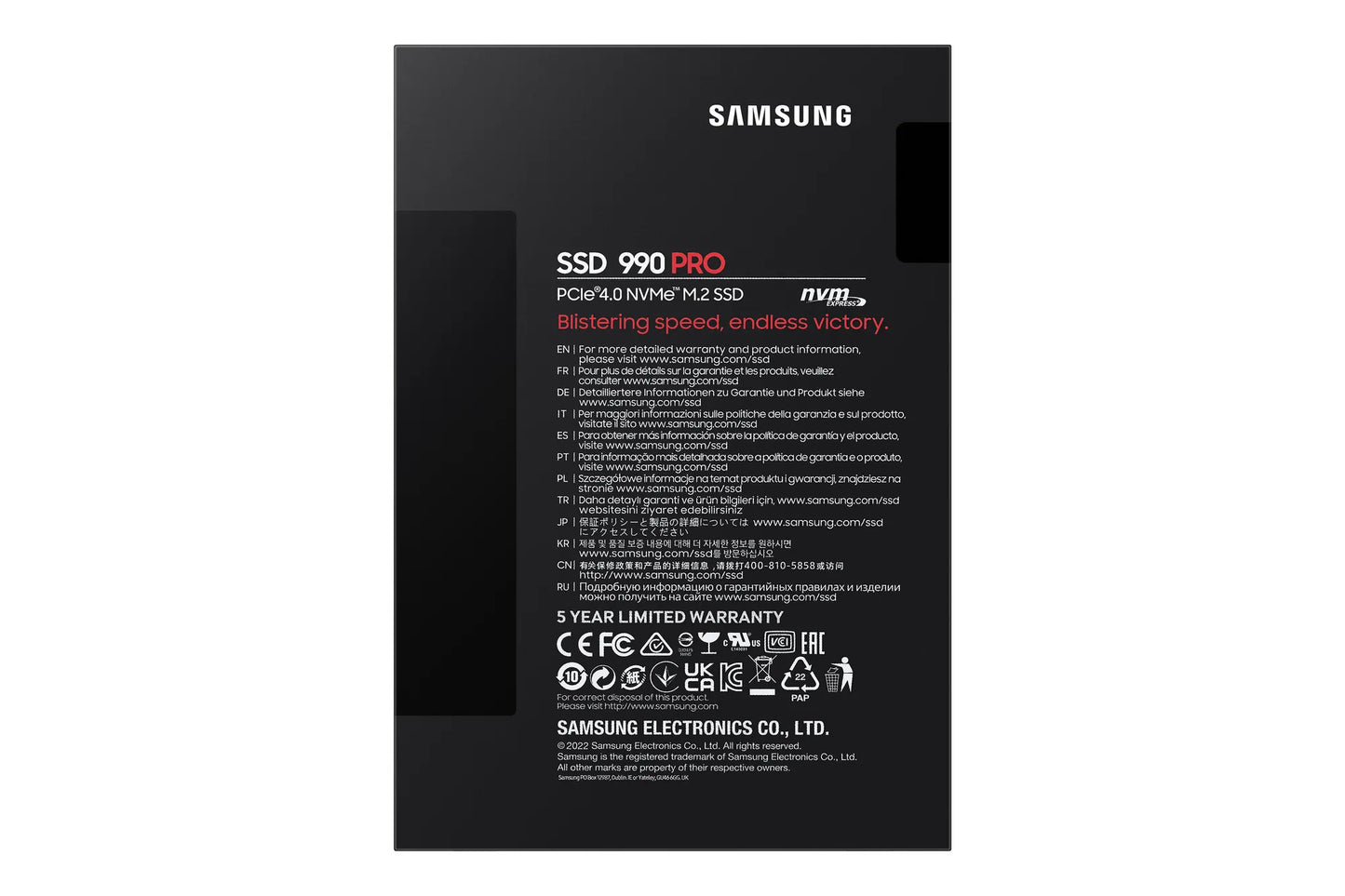 SAMSUNG 990 PRO 4 TB NVME SSD - READ SPEED UP TO 7450 MB/S, WRITE SPEED TO UP 6900 MB/S, RANDOM READ UP TO 1400000 IOPS, RANDOM WRITE UP TO 1550000 IOPS, PCIE 4.0 X4, NVME 2.0, V-NAND 3BIT MLC, IN-HOUSE CONTROLLER, 2GB LOW POWER DDR4, 2400TBW 5 YEAR CARRY - Guards On Duty Shop & Security Guards