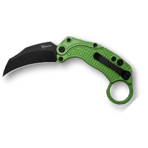 Reate EXO-K Gravity Karambit Button Lock Knife Oxidized Green