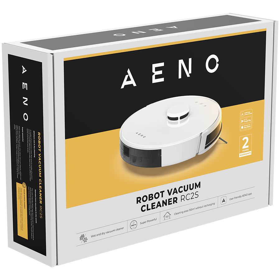 AENO RC2S Robot Vacuum, 2-in-1, Map Navigation, Turbo Mode, 2500Pa, White