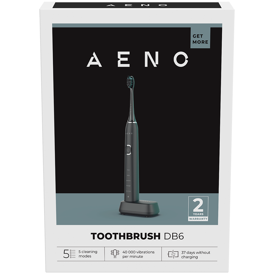 AENO DB6 Sonic Electric Toothbrush, 46000 RPM, 5 Modes, IPX7, Black