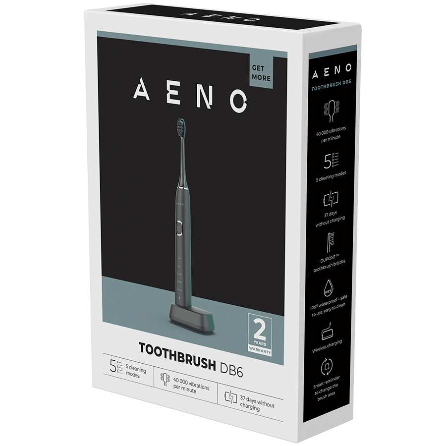 AENO DB6 Sonic Electric Toothbrush, 46000 RPM, 5 Modes, IPX7, Black