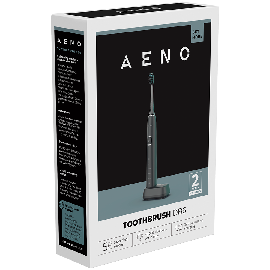 AENO DB6 Sonic Electric Toothbrush, 46000 RPM, 5 Modes, IPX7, Black