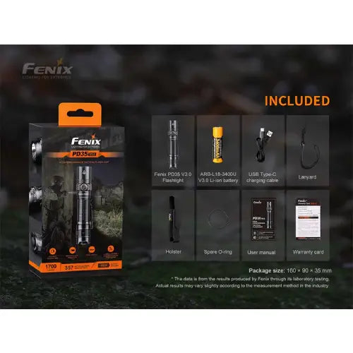 Fenix PD35 V3.0 LED Flashlight (Green) with 3400U V3.0