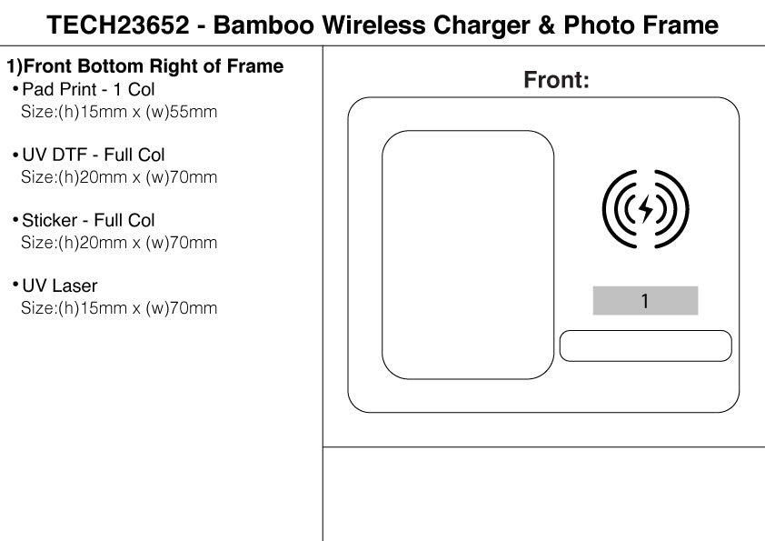 Bamboo Wireless Charger & Photo Frame