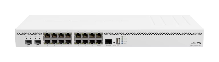 MikroTik Cloud Core Router CCR2004-16G-2S+, 16 x Gb LAN, 2x SFP+ ports, 1U rackmount case, Dual PSU, RouterOS L6