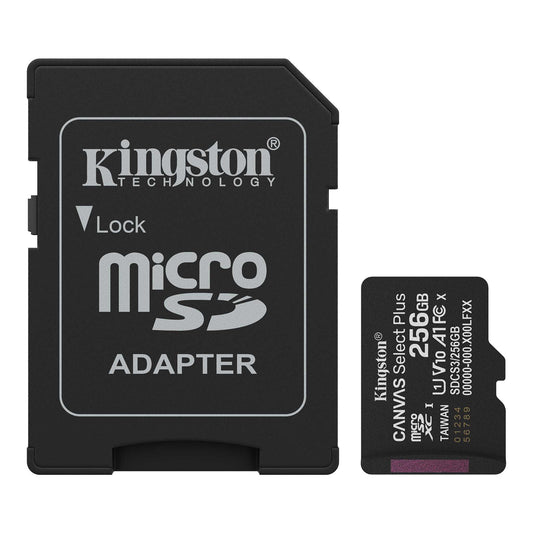 Kingston 256GB microSDXC Canvas Select Plus Gen3 150MB/s A1 Card + Adapter - Guards On Duty Shop & Security Guards