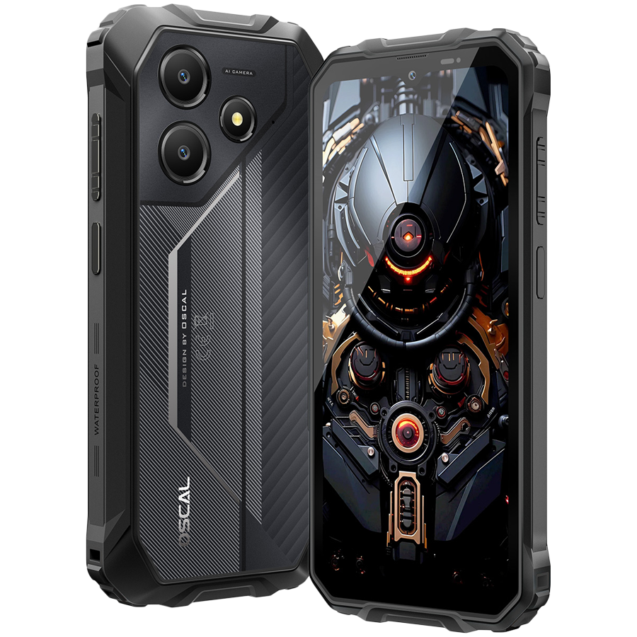 OSCAL Rugged smarthone Marine 2 LTE 6.56-inch HD 720x1612 90Hz Octa-core T615 up to 1.8 GHz RAM 4GB ROM 64GB Cam Rear 16MP Front 8MP 4G LTE WiFi BT Battery 11000mAh GPS+GLONASS+Beidou+Galileo & IP68/IP69K/MIL-STD-810H Android 15 Black