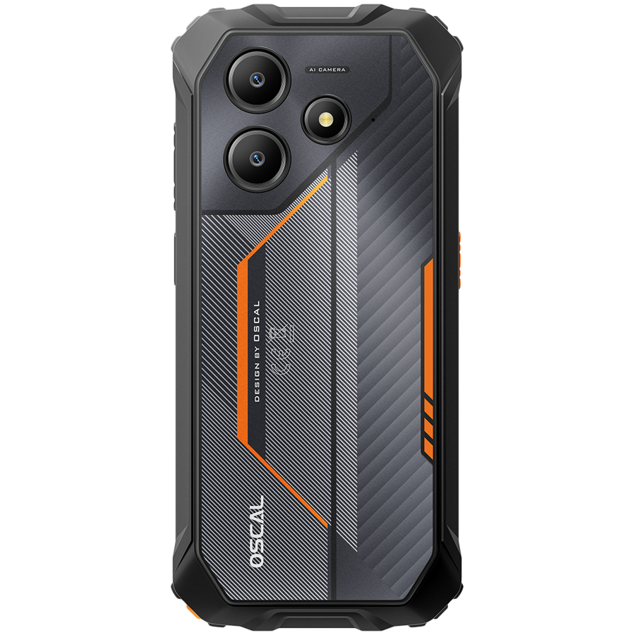 OSCAL Rugged smarthone Marine 2 LTE 6.56-inch HD 720x1612 90Hz Octa-core T615 up to 1.8 GHz RAM 4GB ROM 64GB Cam Rear 16MP Front 8MP 4G LTE WiFi BT Battery 11000mAh GPS+GLONASS+Beidou+Galileo & IP68/IP69K/MIL-STD-810H Android 15 Orange