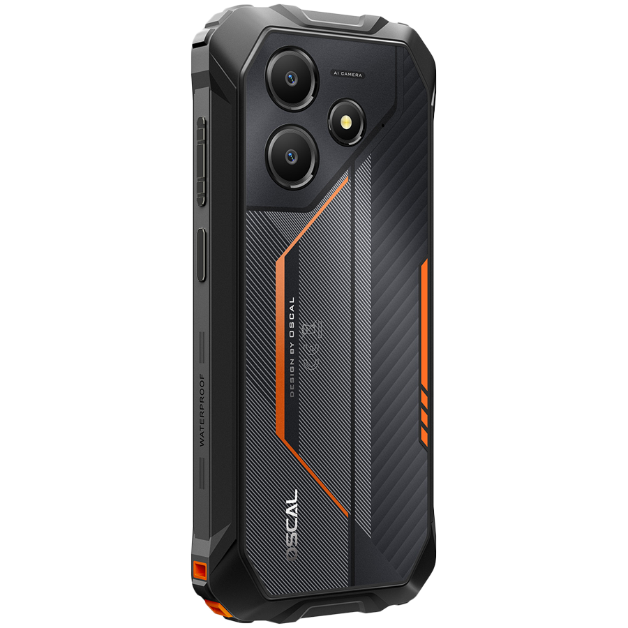 OSCAL Rugged smarthone Marine 2 LTE 6.56-inch HD 720x1612 90Hz Octa-core T615 up to 1.8 GHz RAM 4GB ROM 64GB Cam Rear 16MP Front 8MP 4G LTE WiFi BT Battery 11000mAh GPS+GLONASS+Beidou+Galileo & IP68/IP69K/MIL-STD-810H Android 15 Orange