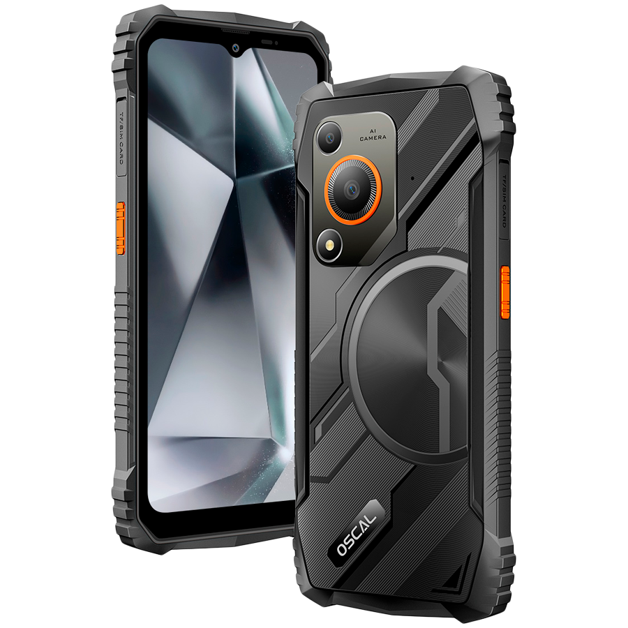OSCAL Rugged smarthone Marine 1 LTE 6.56-inch HD 720x1612 90Hz Octa-core T615 up to 1.8 GHz RAM 4GB ROM 128GB Cam Rear 16MP Front 8MP 4G LTE WiFi BT Battery 5100mAh GPS+GLONASS+Beidou+Galileo & IP68/IP69K/MIL-STD-810H Android 15 Black