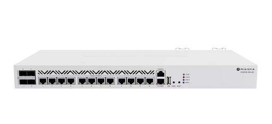 MikroTik Cloud Core Router CCR2116-12G-4S+, 4x SFP+ cage, 13x Gb LAN, M.2 PCIe slot, RouterOS L6, 1U rackmount case, Dual PSU