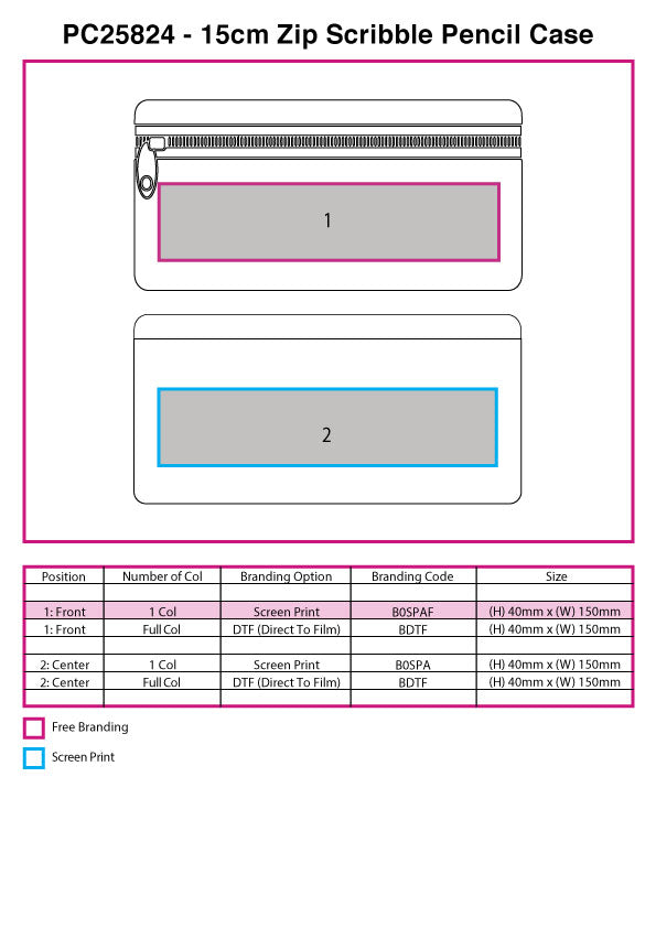 15cm Zip & Scribble Pencil Case - branding