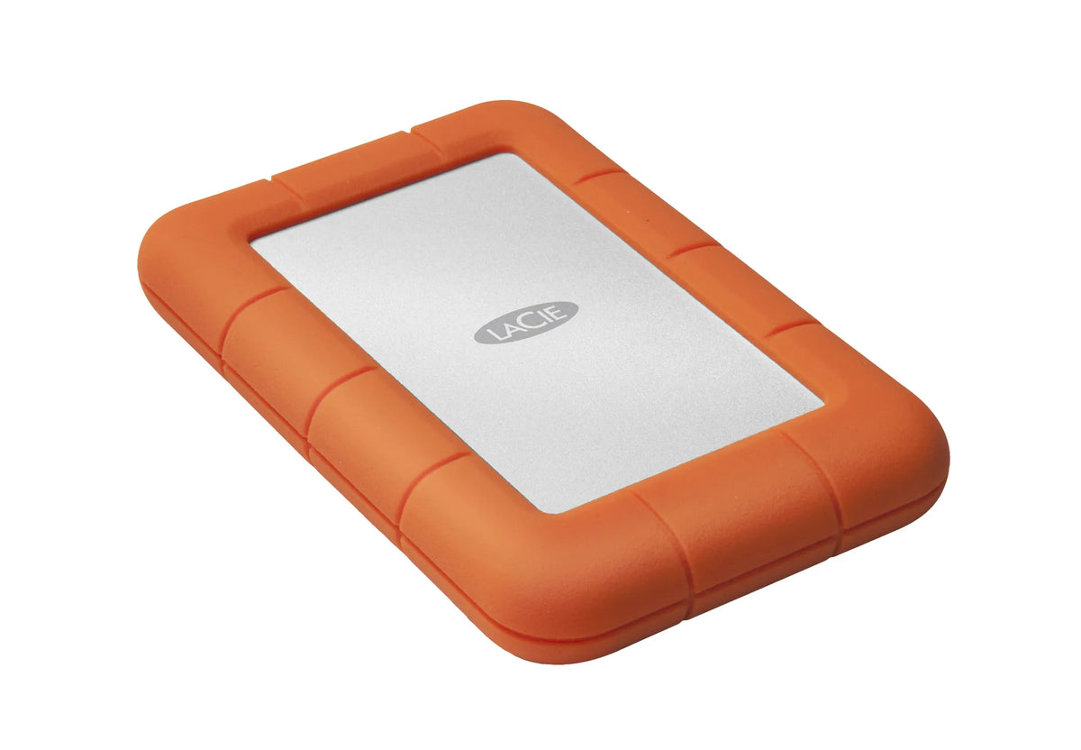 Seagate LaCie 1TB Rugged Mini USB-C; USB3.0; Drop; Crush and Rain Resistant - Silver and Orange.