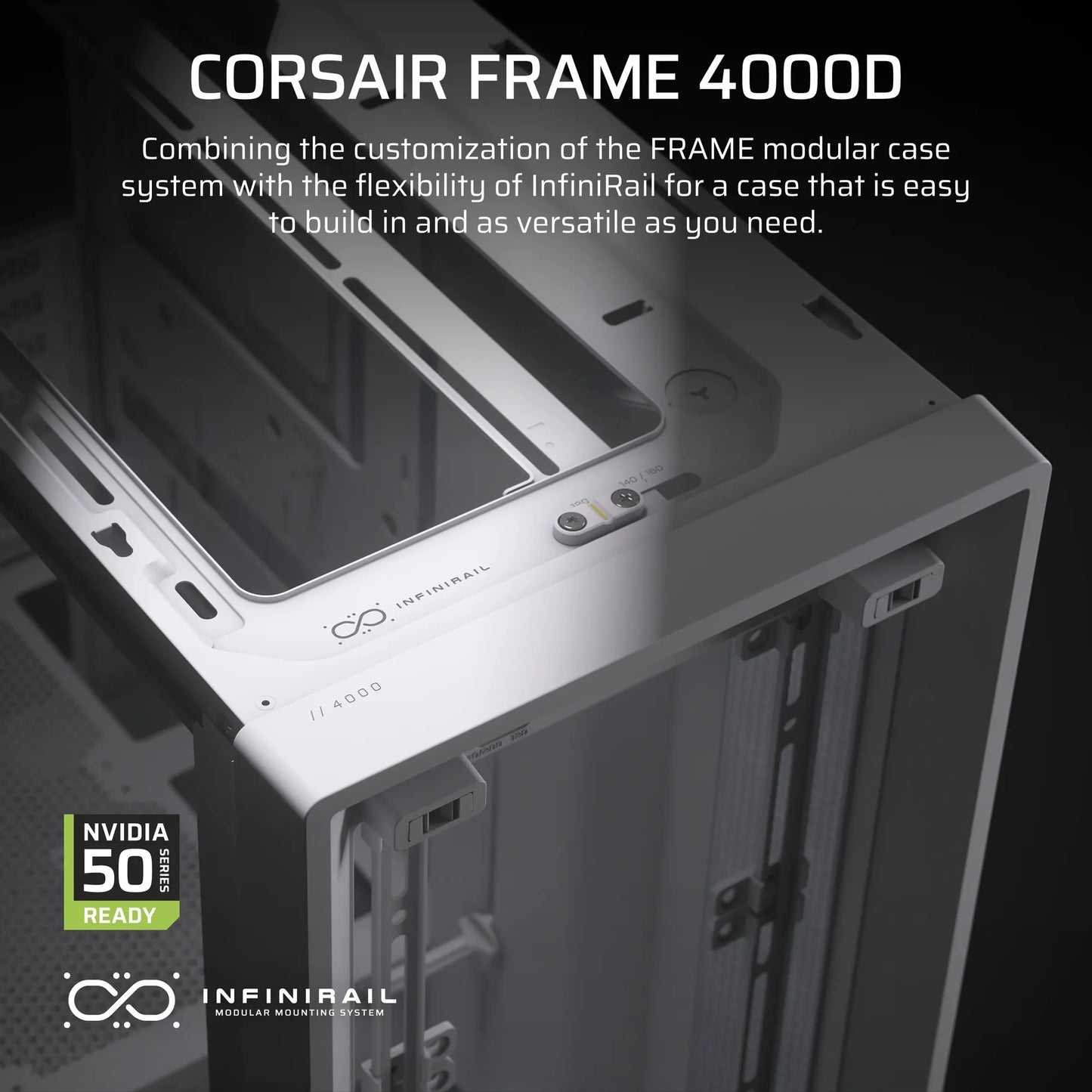 FRAME 4000D White Mid-Tower PC Case; 2x 3.5'' |  2x 2.5'' Drive Bays; Up to 360mm Radiator compatible; No Fans