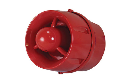 CAST Hi-Output IP55C protected 100dB(A) Wall Sounder (deep base) Red - Onboard short circuit loop isolator, Group addressing facility allows for multiple devices to be operated simultaneously, IP55C rated