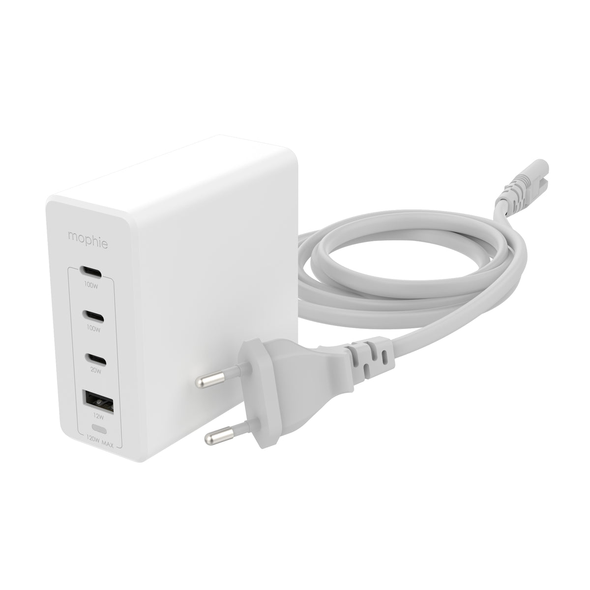 mophie-Wall Adapter-USB-C-PD-HUB-120W-GAN-White-EU(3xUSBC + 1xUSBA)