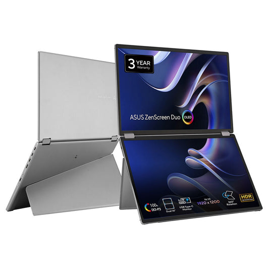 ASUS MQ149CD|Portable|Dual Screen|14 OLED|DCI-P3|60Hz|AR 16:10|1ms - GTG|500 NITS|C100K|VA 176|2XUSB-C /(DP|1xMini HDMI|
