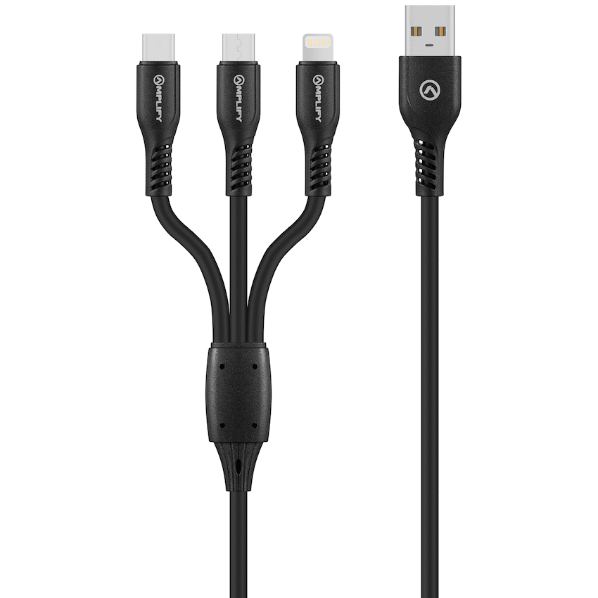 Amplify CoreCharge Series 1.2m 3-in-1 Cable - Black
