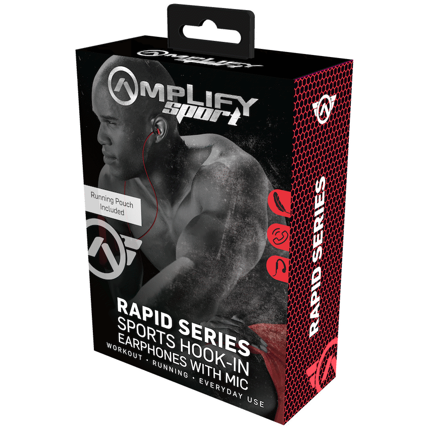 Amplify Sport Rapid Series Earbuds with Pouch - Black/Red