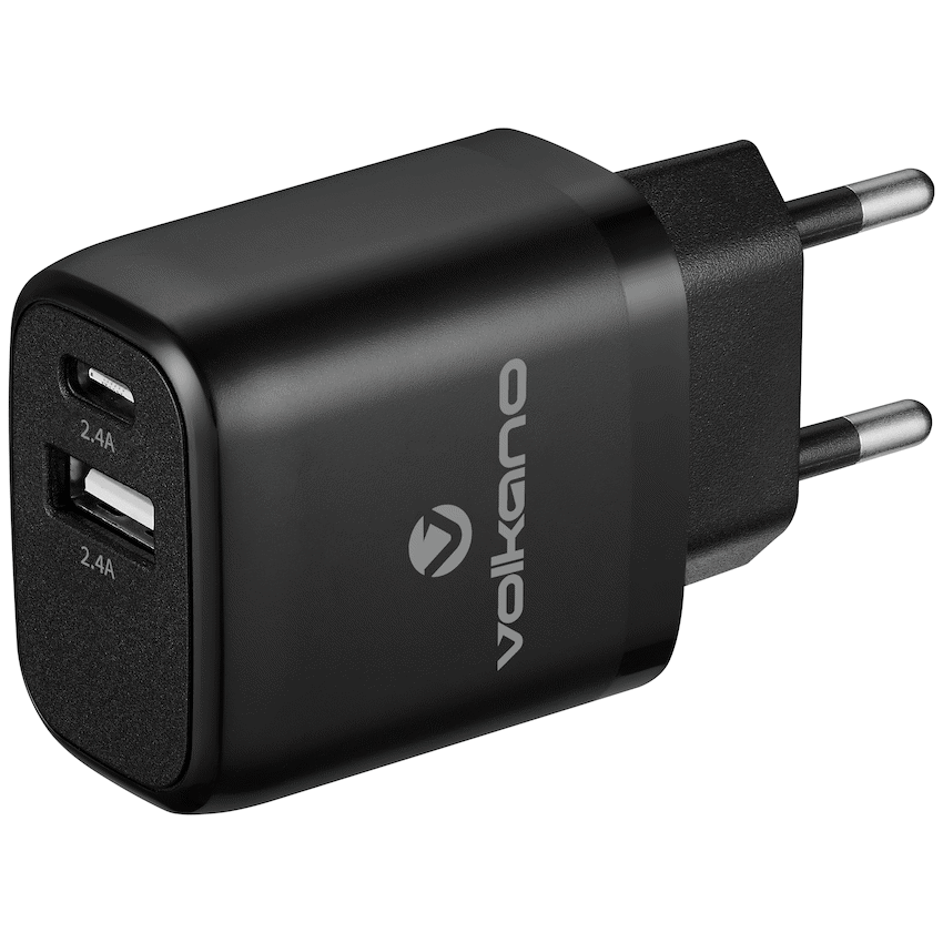 Volkano Volt-C Series Dual USB and USB-C Wall Charger with USB to USB-C Cable Included