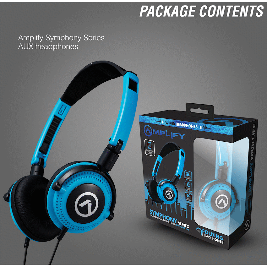 Amplify Symphony Headphones with Microphone - Blue & Black - Guards On Duty Shop & Security Guards