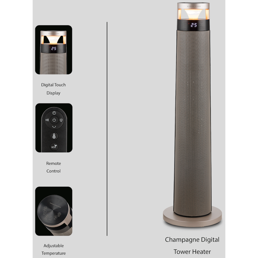 Boden Stark Tower Heater Night Light - Champagne - Guards On Duty Shop & Security Guards