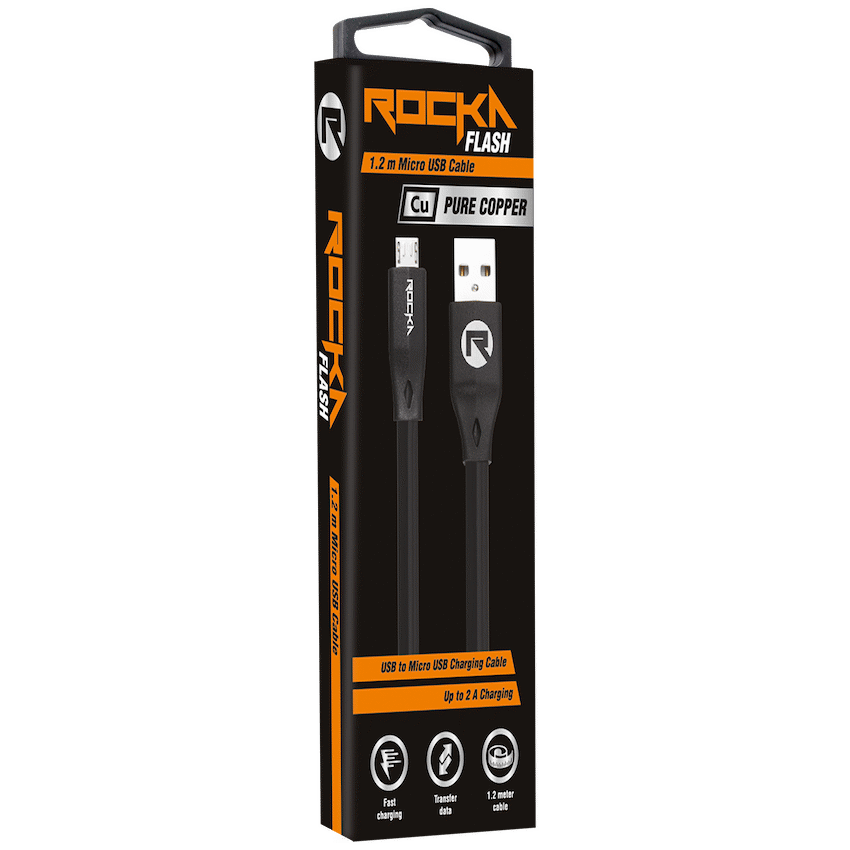 Rocka Flash Series Micro USB Cable 1.2m - Black