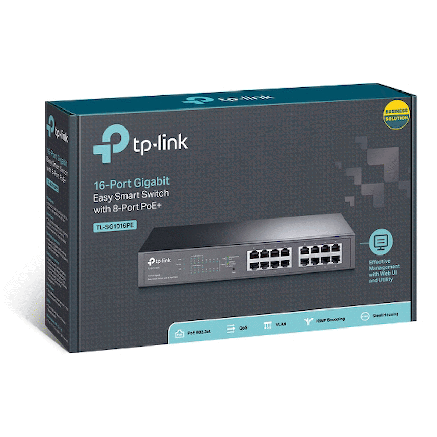 TL-SG1016PE 16-Port Gigabit Easy Smart Switch with 8-Port PoE+