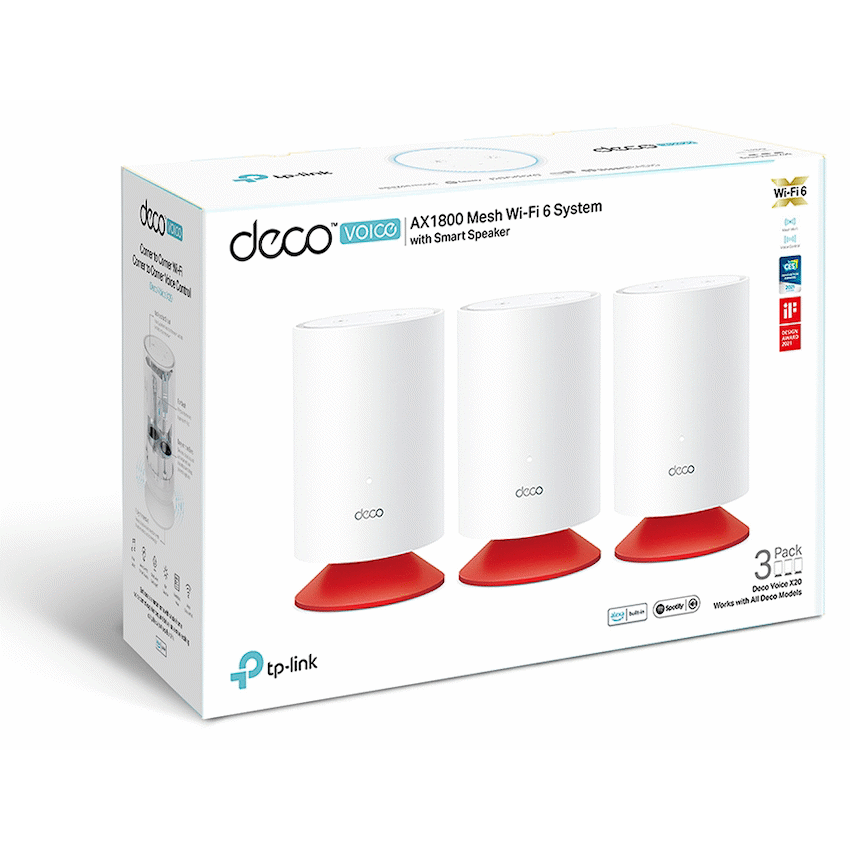 Deco VOICEX20 (3-Pack) AX1800 Whole Home Mesh Wi-Fi 6 System with Smart Speaker