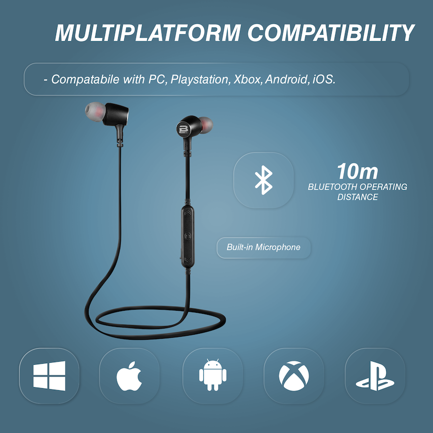 Bounce Tango Bluetooth Earphones - Black/Gunmetal - Guards On Duty Shop & Security Guards