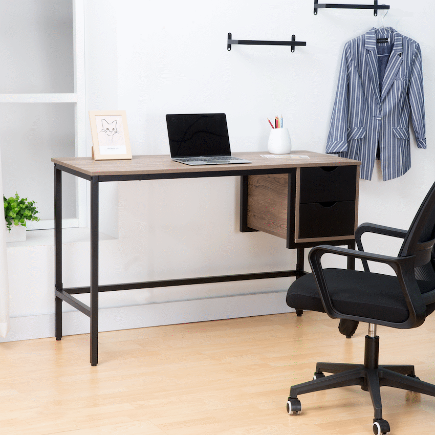 Everfurn Rampart Office Desk with Two Drawers, Powder-Coated Steel, Adjustable Feet - Guards On Duty Shop & Security Guards